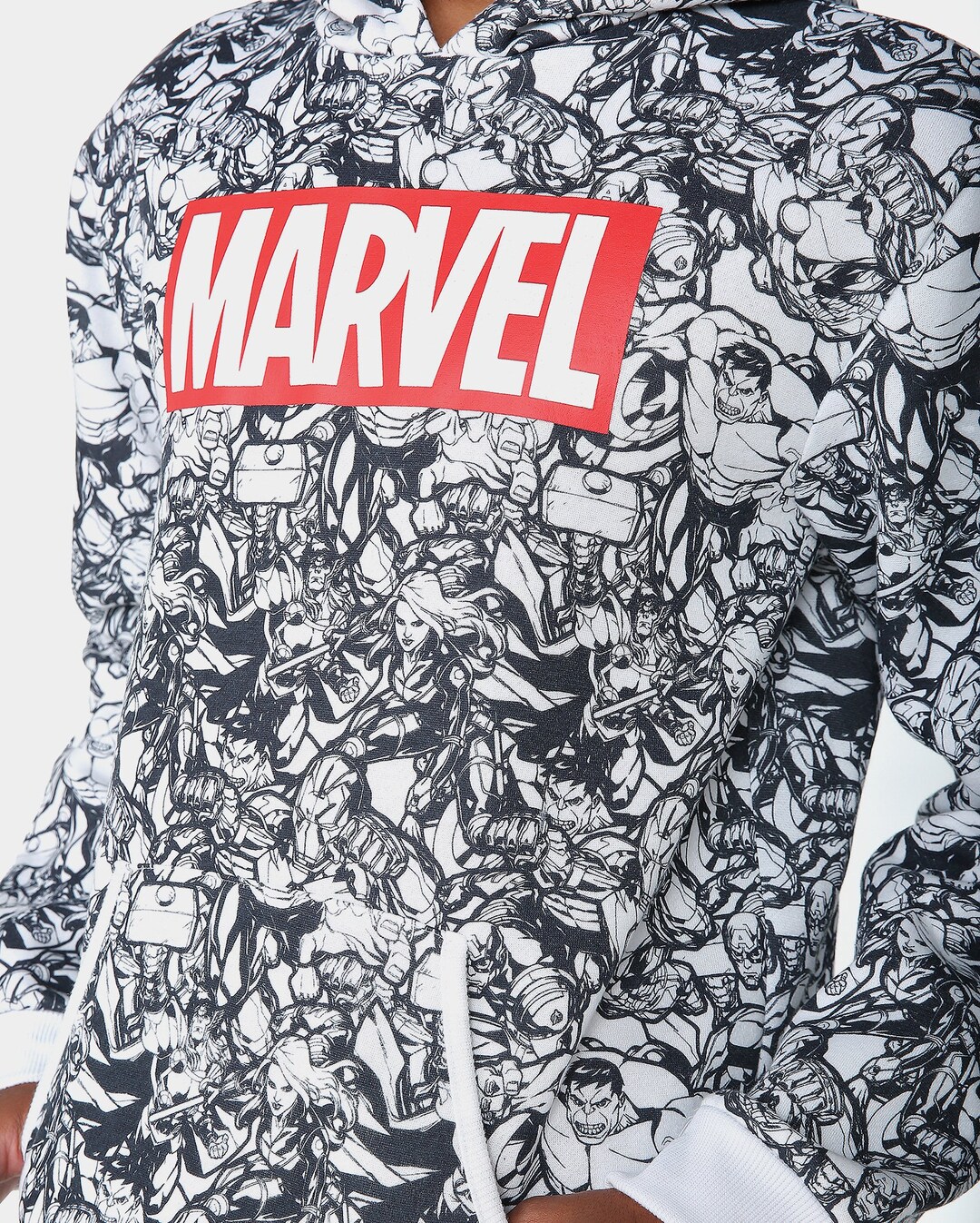 Felpa Con Cappuccio Uomo Marvel Logo Distress – Originale 80% Cotone – Regalo Per Fan
