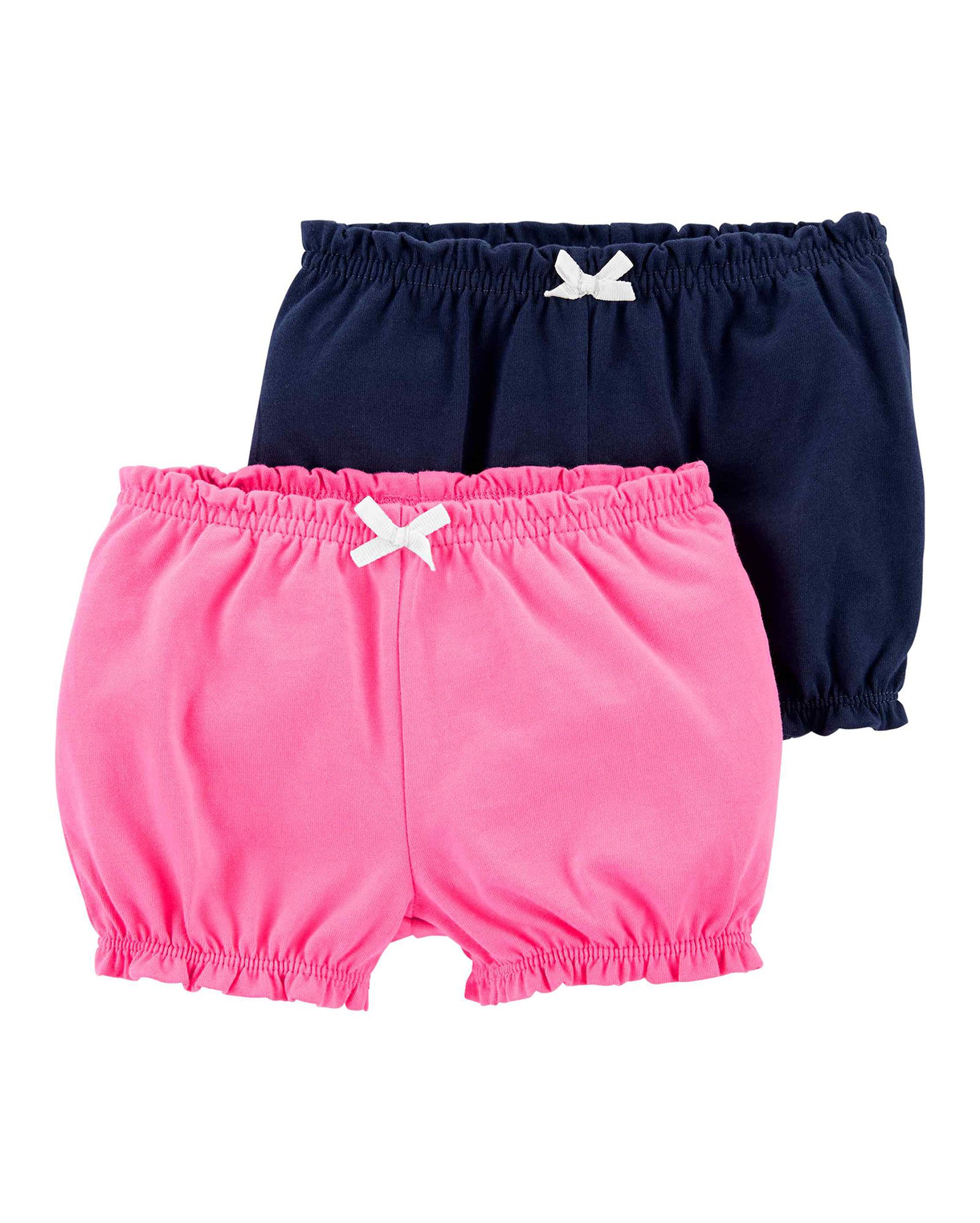 Kit Short Bebê Carter's 2 Peças Elástico Rosa/Azul Escuro Tam RN a 24 Meses