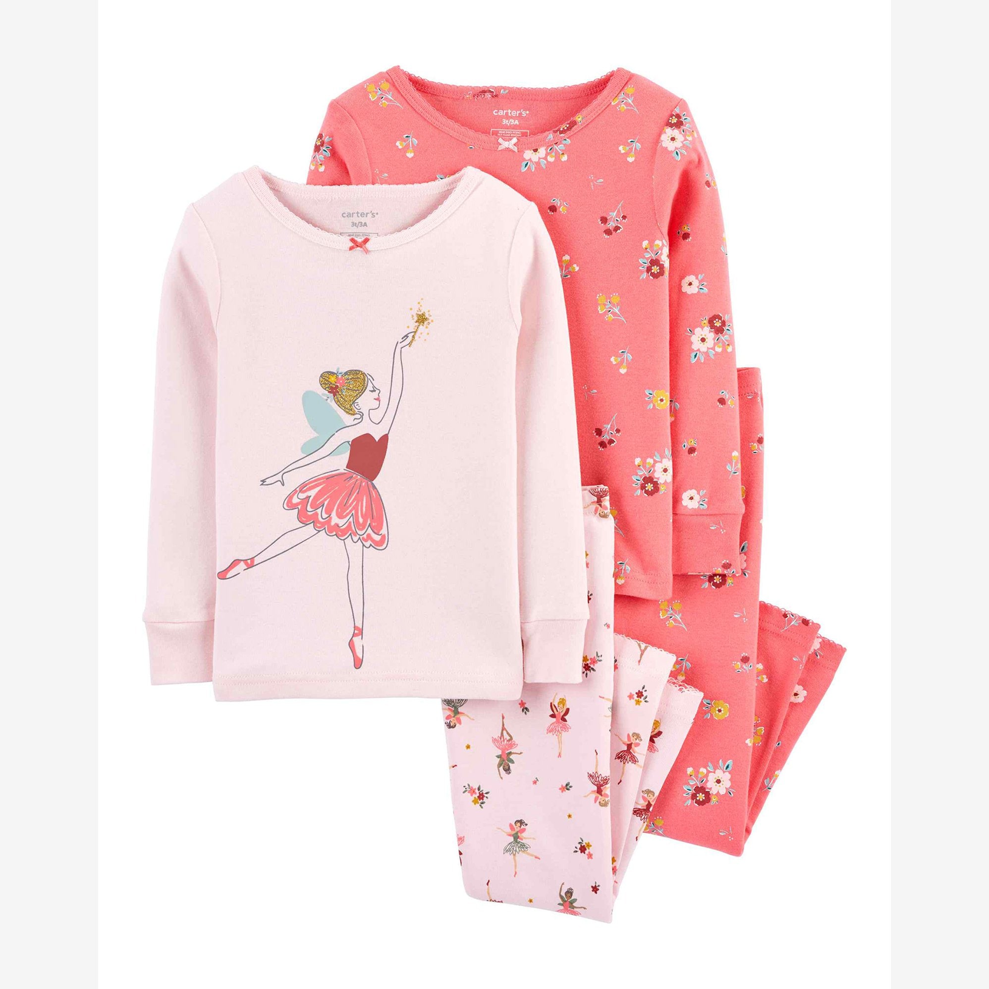Conjunto Pijama Infantil Carter's 4 Peças Fada Bailarina Flores Rosa  Claro/Rosa Salmão Tam 2 a 5 | Carter's Oficial