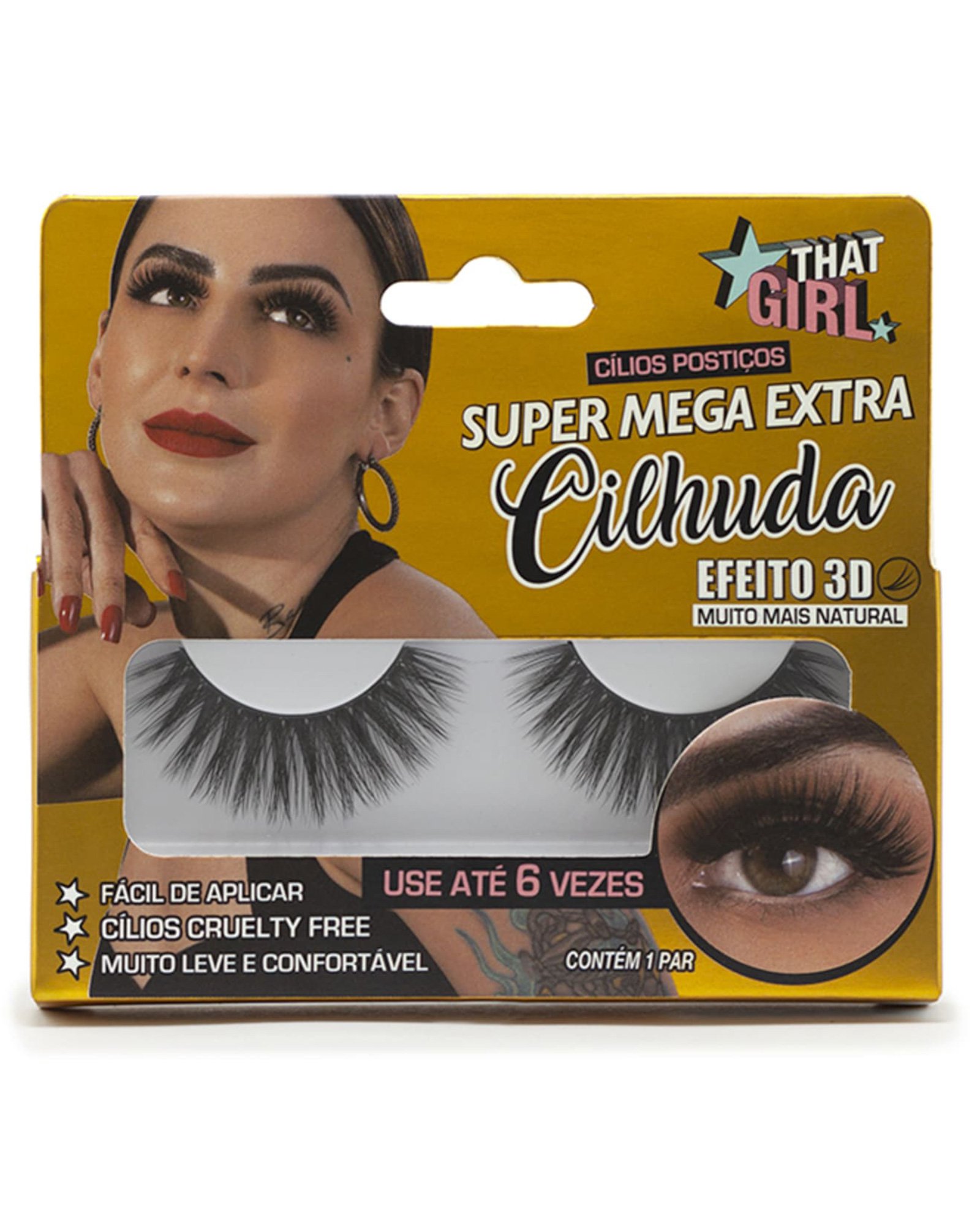 Cílios Postiços That Girl Super Mega Cilhuda 3D Preto
