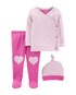 Kit Pijama Bebê Carter's 3 Peças Listrado Rosa Pink Tam 1 a 9 Meses