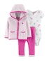Conjunto Bebê Carter´s 3 Peças Listrado Rosa Pink Tam 1 a 12 Meses