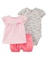 Conjunto Bebê Carter´s 3 Peças Listrado Rosa Tam 3 a 24 Meses
