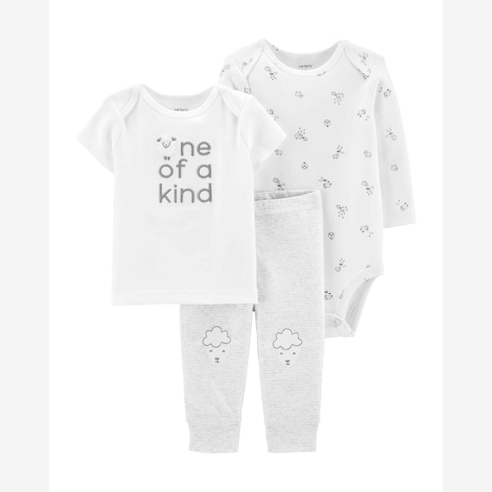 Conjunto Bebê Carter´s 3 Peças Ovelha Branco RN a 18 Meses