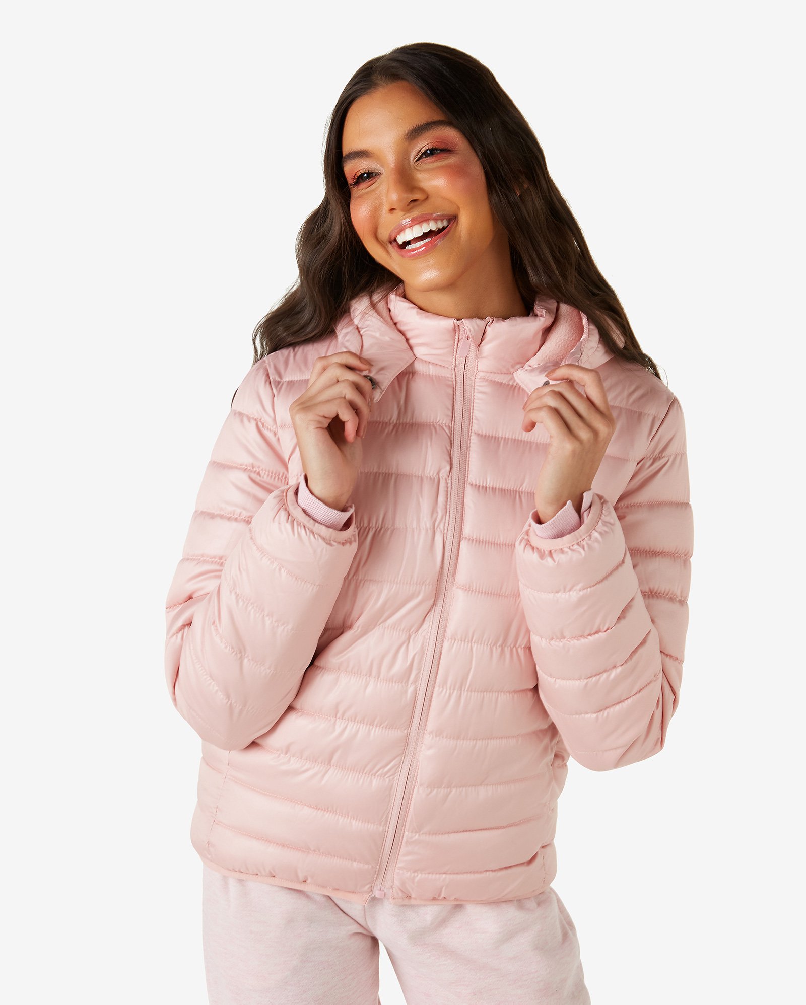 Riachuelo | Jaqueta Juvenil Puffer Com Capuz Rosa Claro Tam 10 a 16 ...