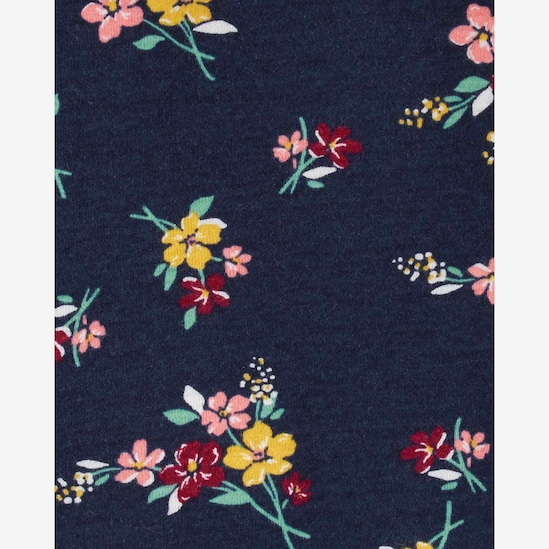 Body Bebê Manga Longa Carter's Floral Babado Azul Escuro Tam 1 a 6 Meses