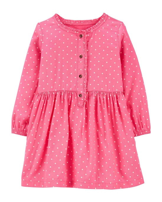 Vestido Bebê Carter's Botões Poás Rosa Tam 9 a 24 Meses