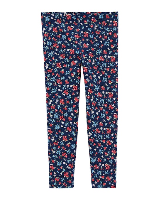 Calça Legging Infantil Carter's Floral Azul Marinho Tam 2 a 5