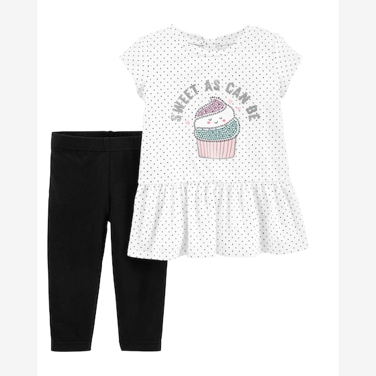 Conjunto Infantil Carter's 2 Peças Poás Cupcake Branco/Preto Tam 2 a 5