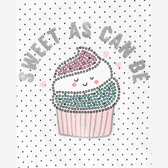 Conjunto Infantil Carter's 2 Peças Poás Cupcake Branco/Preto Tam 2 a 5