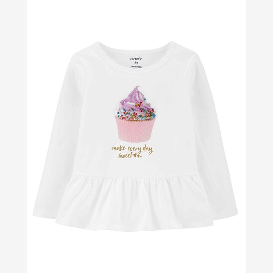 Blusa Infantil Carter's Paetês Branco Tam 2 a 5