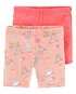Kit Bermuda Ciclista Infantil Carter's 2 Peças Cavalos Laranja Coral/Laranja Claro Tam 2 a 5