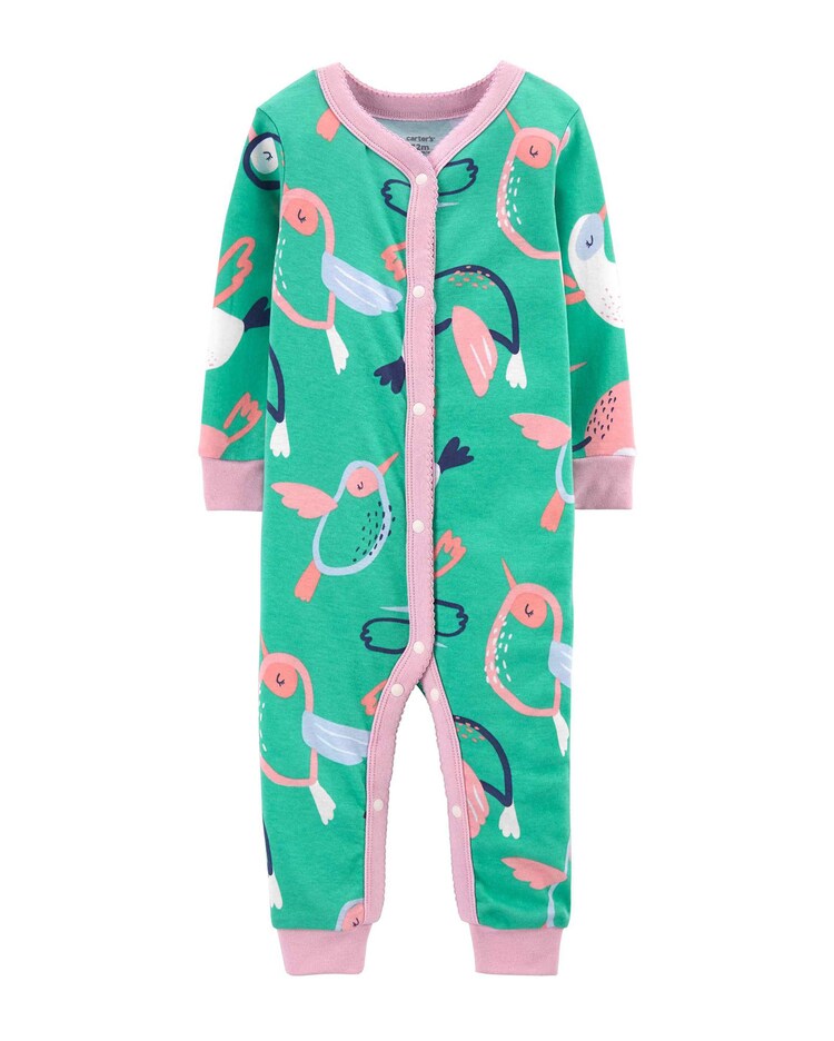 Macacão pijama infantil passarinhos verde | Carter's
