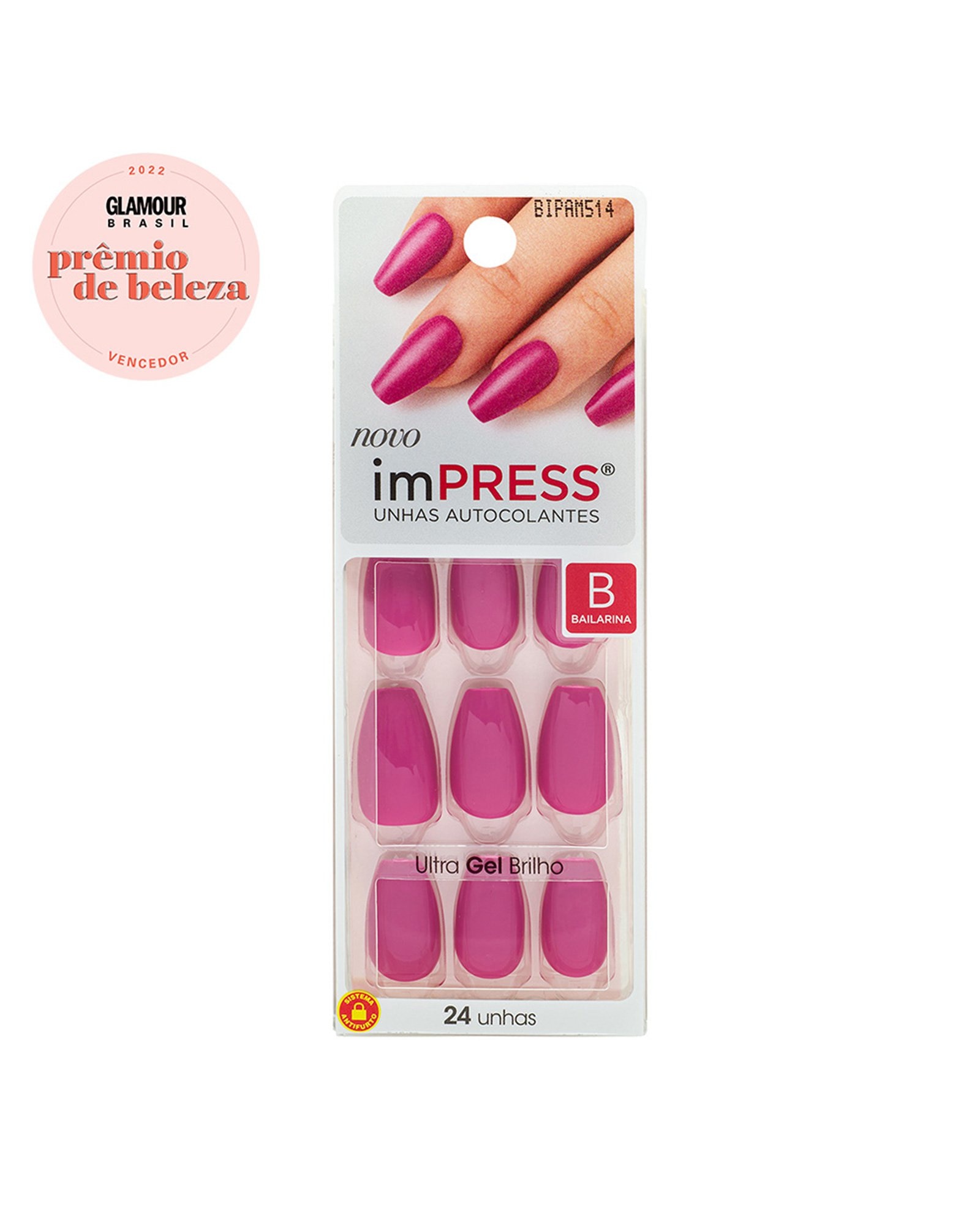 Kit Unhas Postiças Kiss New York ImPRESS Bailarina Amethyst Rosa