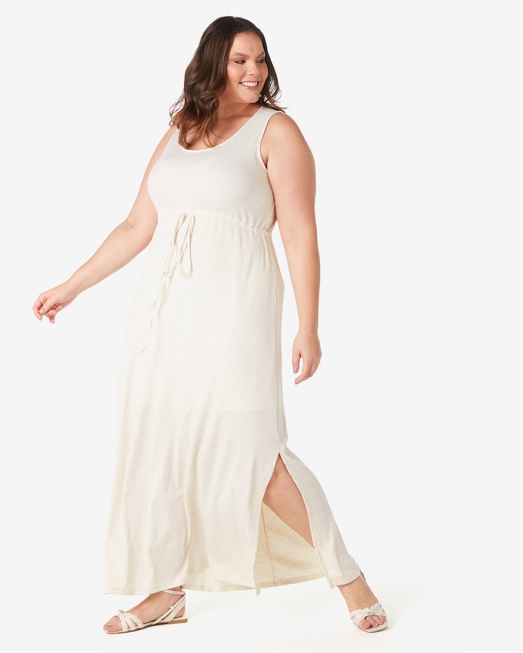 Riachuelo Vestido Longo Plus Size Feminino Evasê Canelado