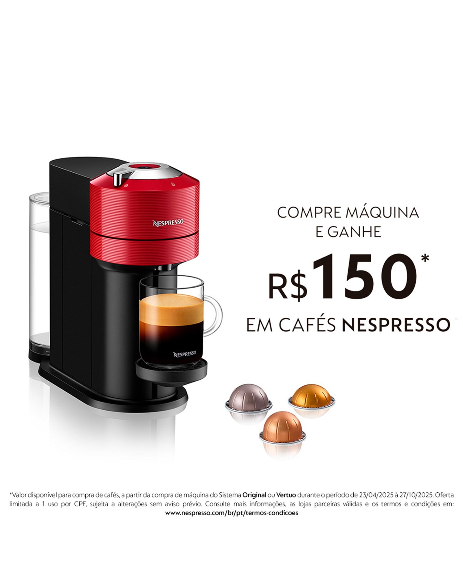 Máquina de café Vertuo Centrifusion vermelha | Nespresso
