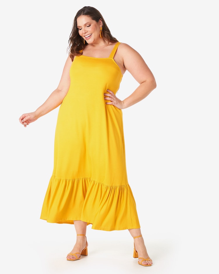 Riachuelo Vestido Midi Plus Size Feminino Evasê Uma Maria