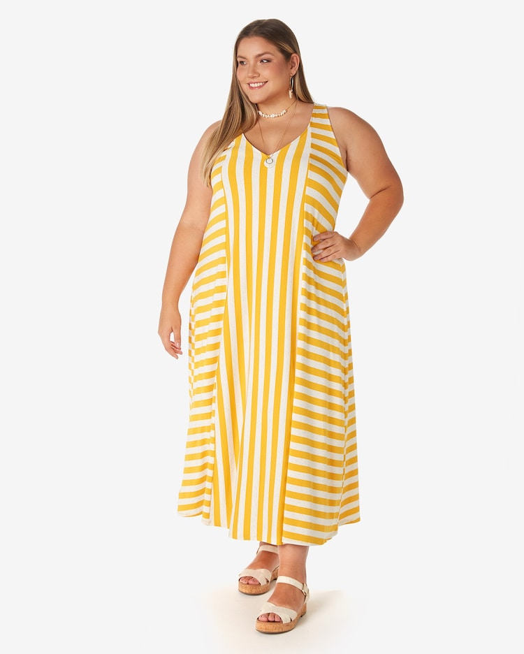 Riachuelo Vestido Longo Plus Size Feminino Evasê Alça Larga