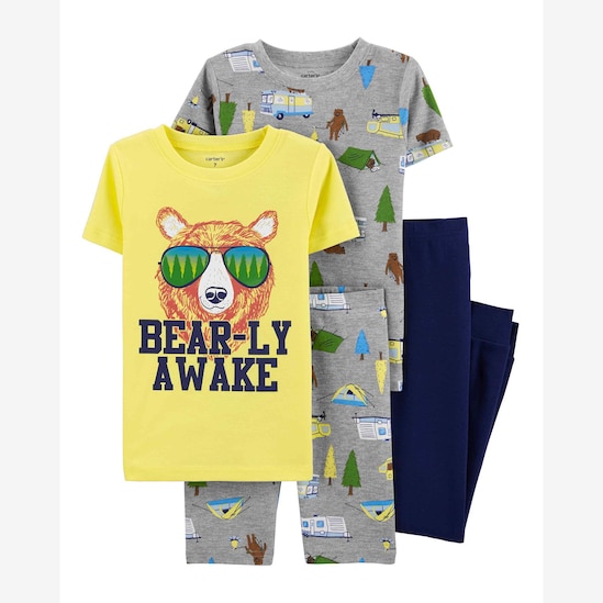 Pijama Infantil Carter's 4 Peças Urso Acampamento Multicor Tam 5 a 8