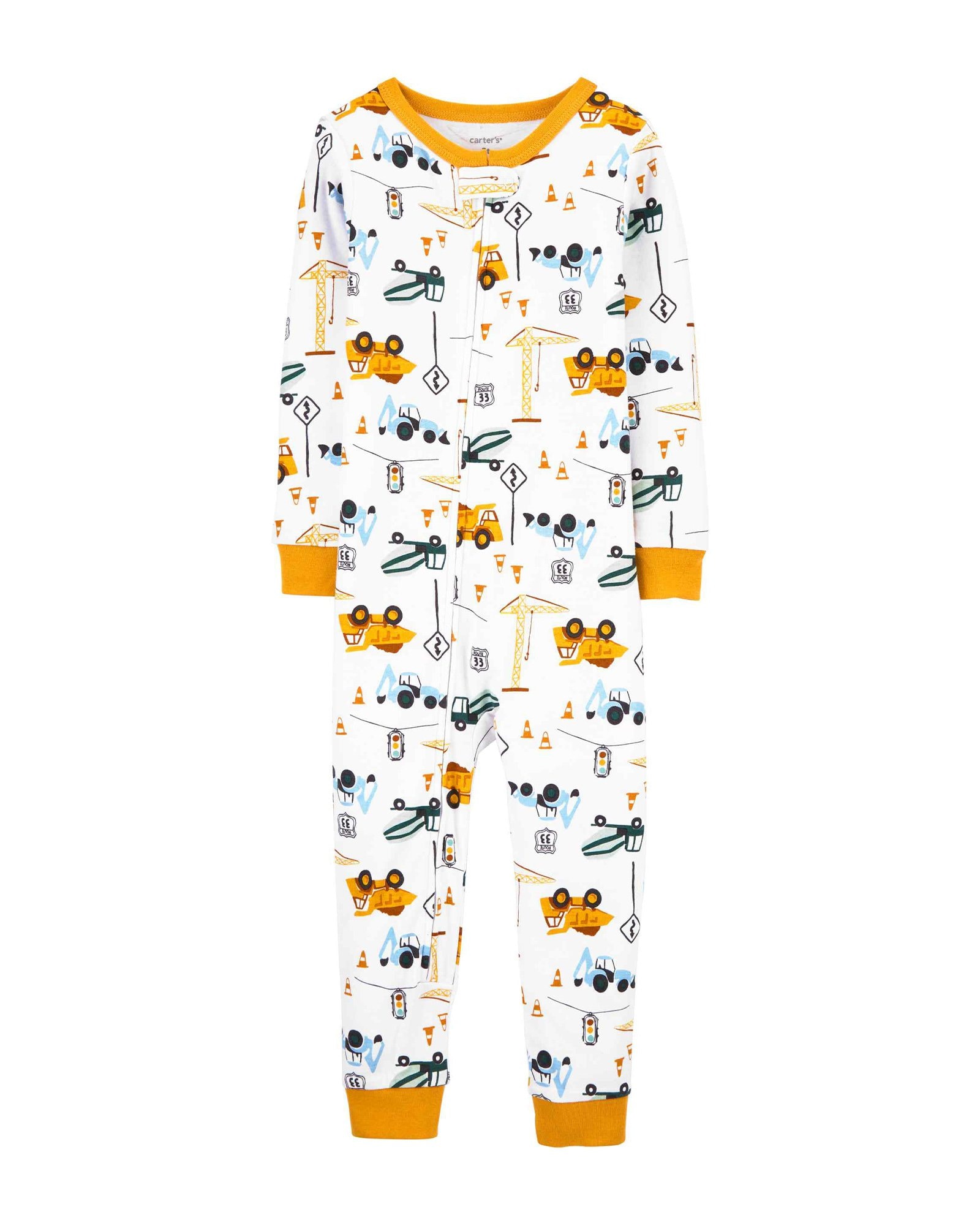 Riachuelo | Macacão Pijama Bebê Carter's Caminhões Obra Branco Tam 9 a 24  Meses