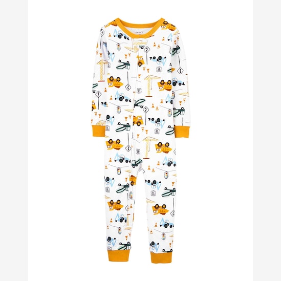 Macacão Pijama Bebê Carter's Caminhões Obra Branco Tam 9 a 24 Meses