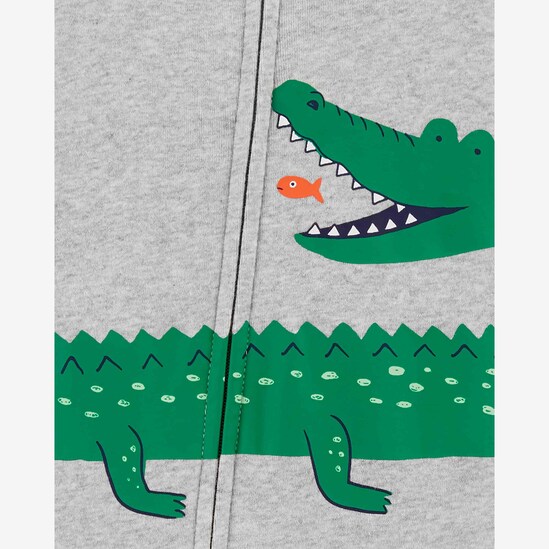 Macacão Pijama Infantil Carter's Jacaré Cinza Mescla Tam 2 a 5