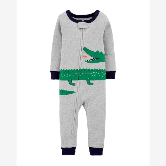 Macacão Pijama Infantil Carter's Jacaré Cinza Mescla Tam 2 a 5