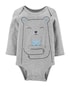 Body Bebê Carter's Ursinho Cinza Mescla Tam 3 a 6 Meses