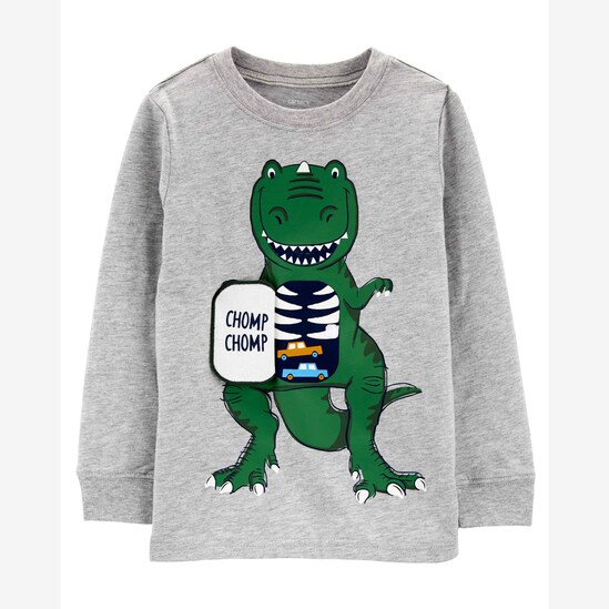 Camiseta Bebê Carter's Dinossauro Cinza Mescla Tam 9 a 12 Meses