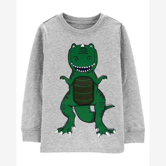 Camiseta Bebê Carter's Dinossauro Cinza Mescla Tam 9 a 12 Meses