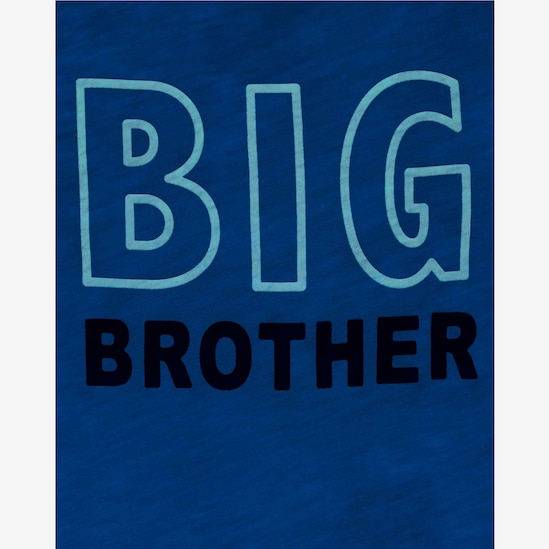Camiseta Infantil Carter's Manga Curta Raglan Big Brother Brilha no Escuro Azul Claro/Azul Marinho Tam 2
