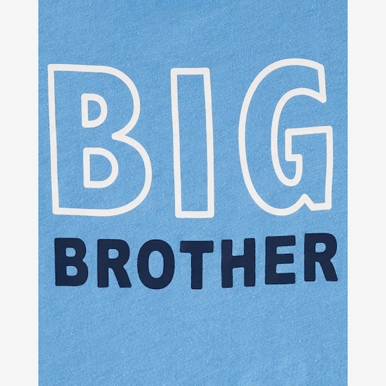 Camiseta Infantil Carter's Manga Curta Raglan Big Brother Brilha no Escuro Azul Claro/Azul Marinho Tam 2