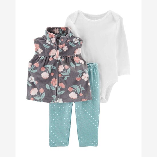 Conjunto Bebê Carter's 3 Peças Cinza/Verde Água 1 a 3 Meses