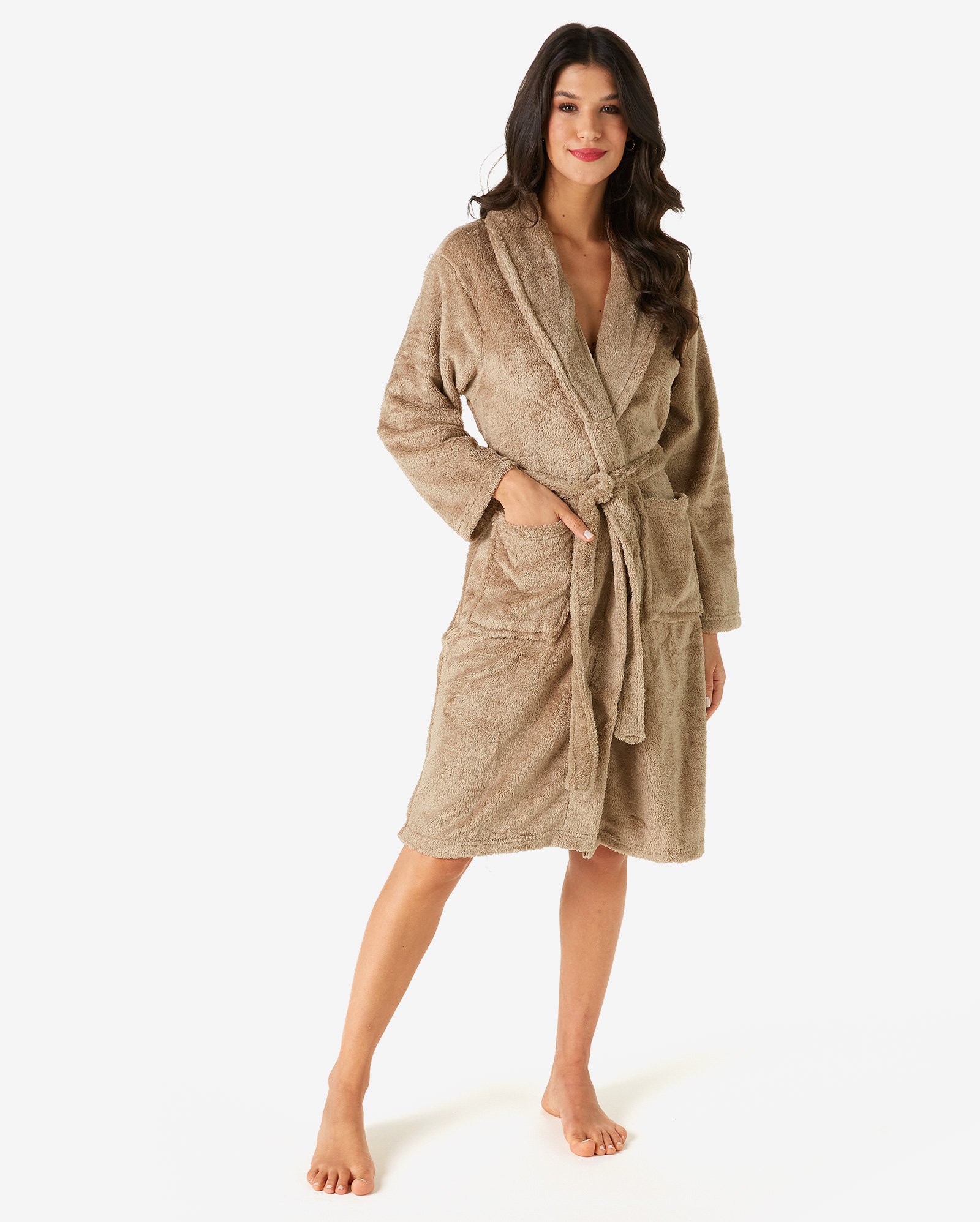Roupão Fluffy Liso Andreza Khaki