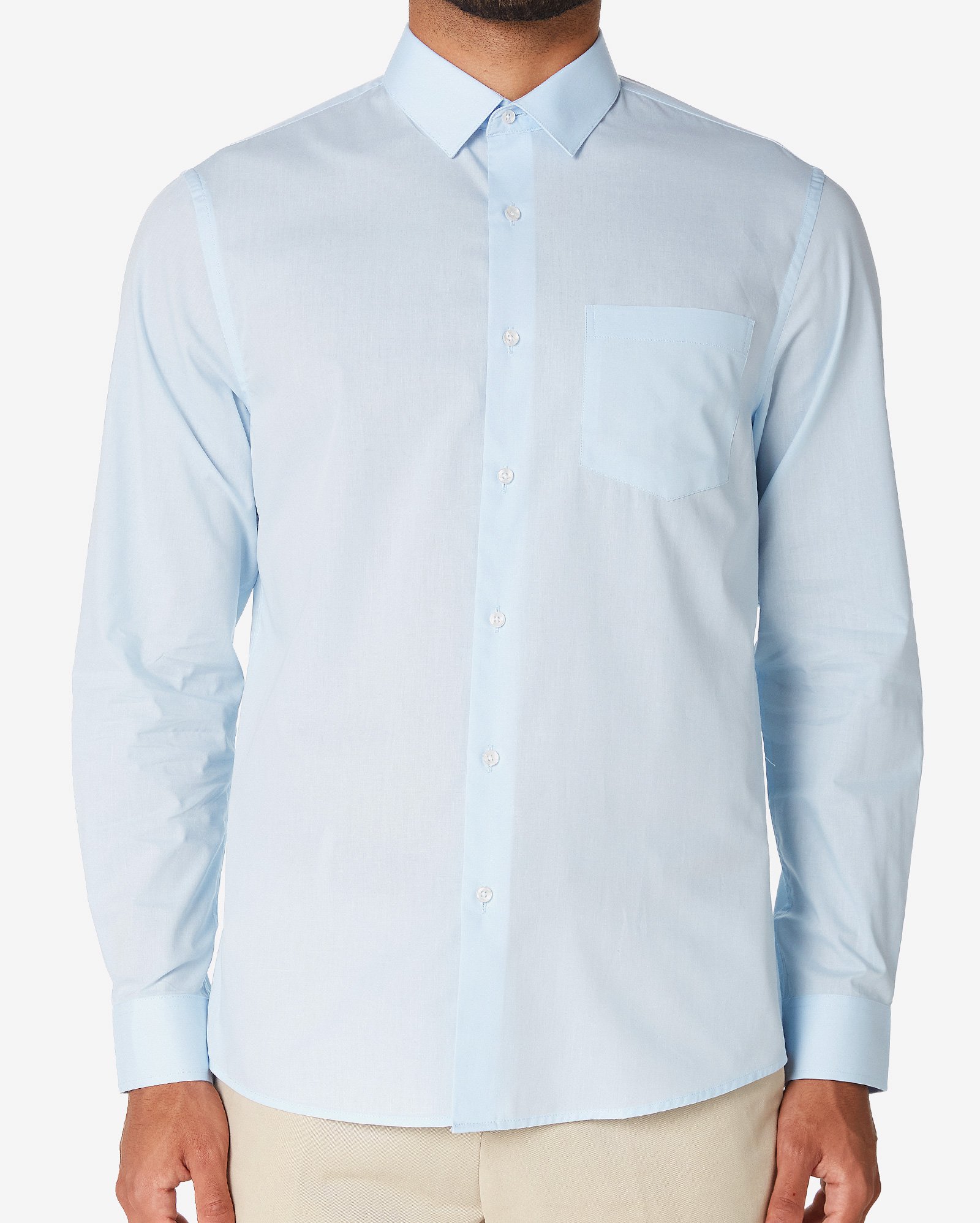 Camisa social masculina com bolso e botões - Azul Claro | Original by Riachuelo