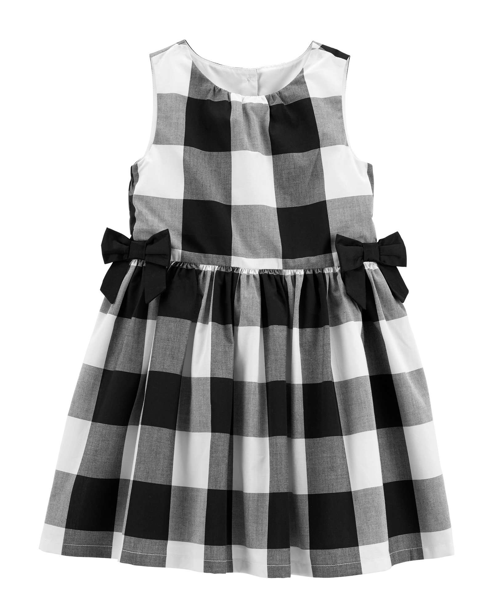 Vestido Curto Infantil Carter's Xadrez com Laços Preto/Branco Tam 2 a 5