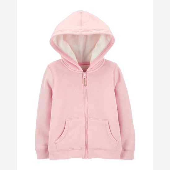 Jaqueta de Moletom Infantil Carter's Capuz Rosa Claro Tam 2 a 5