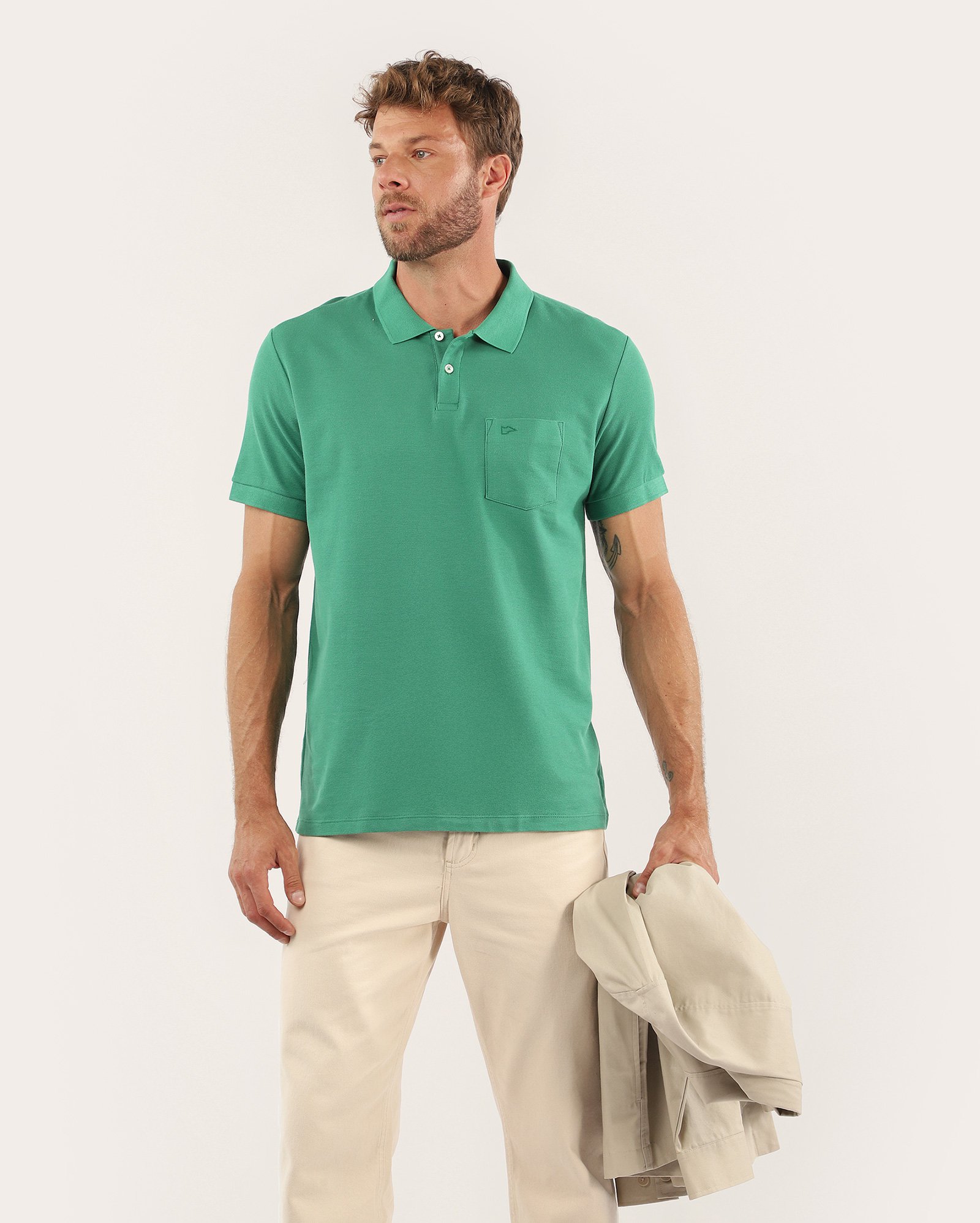 Camisa polo masculina Pool Legacy regular piquet - Verde