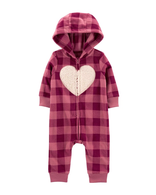 Macacão Bebê Carter's Soft Xadrez Rosa Avermelhado/Rosa Pêssego Tam RN a 9 Meses
