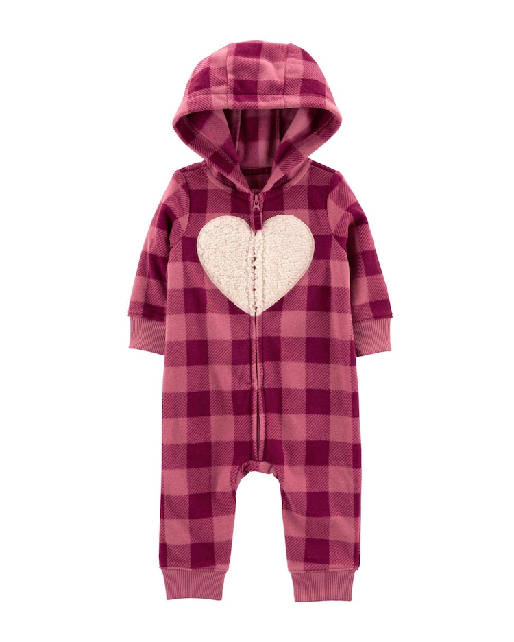 Macacão Bebê Carter's Soft Xadrez Rosa Avermelhado/Rosa Pêssego Tam RN a 9 Meses