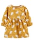 Kit Vestido Bebê Carter's 3 Peças Coelho Amarelo Mostarda/Cinza Mescla Tam RN a 24 Meses
