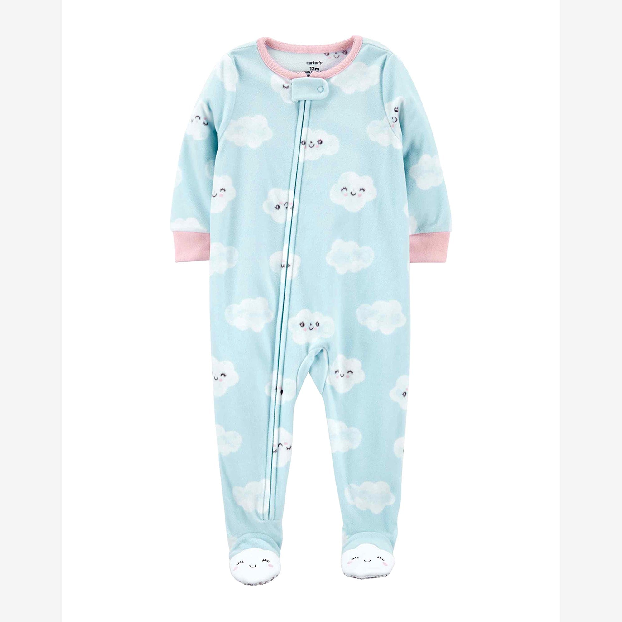 Macacão Pijama Bebê Carter's Nuvens Azul Claro/Branco Tam 9 a 24 Meses |  Carter's Oficial
