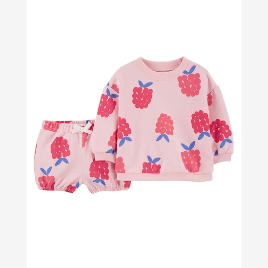 Conjunto Bebê Carter's 2 Peças Frutinhas Rosa Claro/Rosa Pink Tam RN a 24 Meses