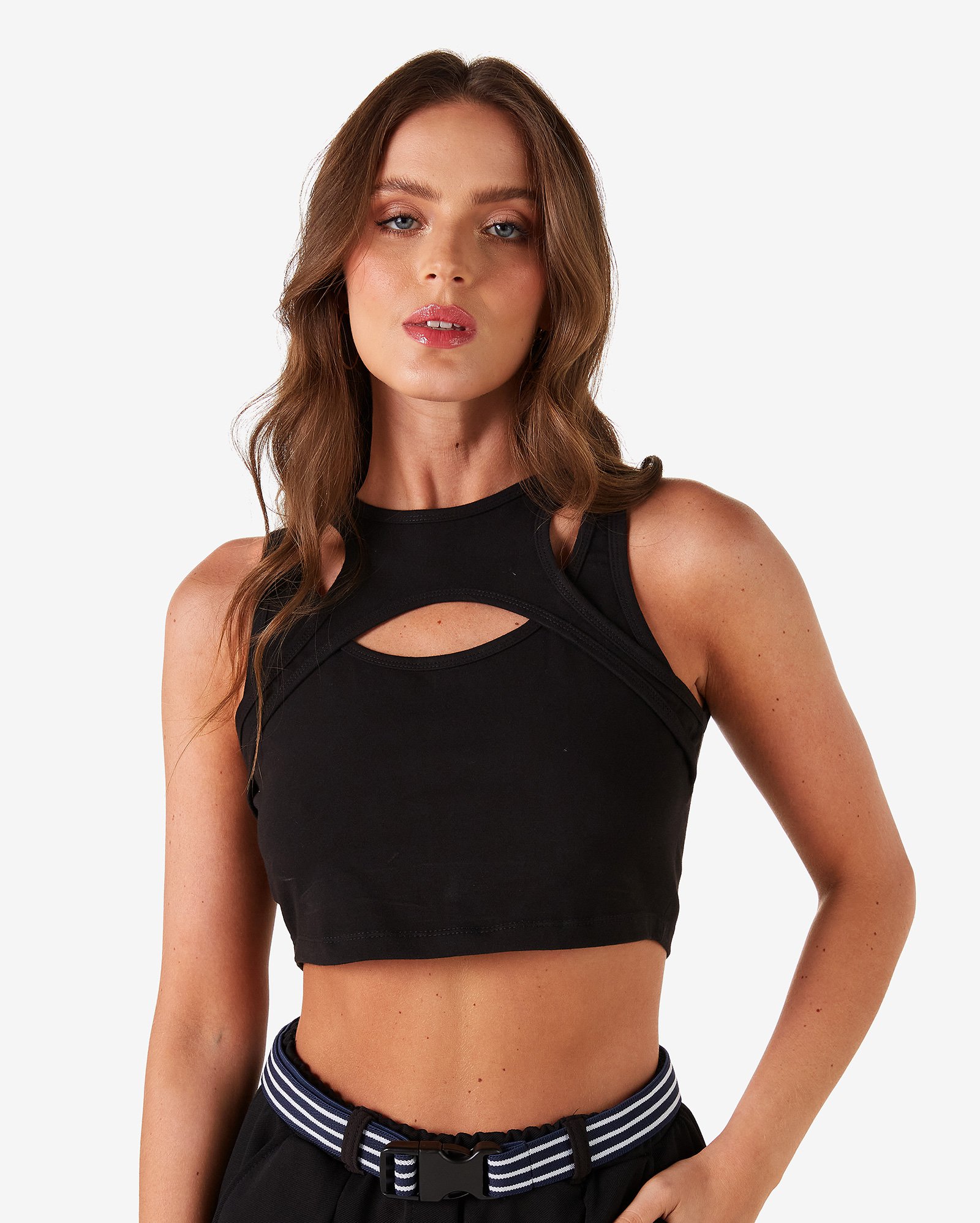 Riachuelo Blusa Cropped Feminina Lisa Preto Pool by Riachuelo