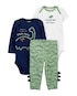 Conjunto Bebê Carter´s 3 Peças Dinossauro Verde/Azul Marinho Tam RN a 24 Meses
