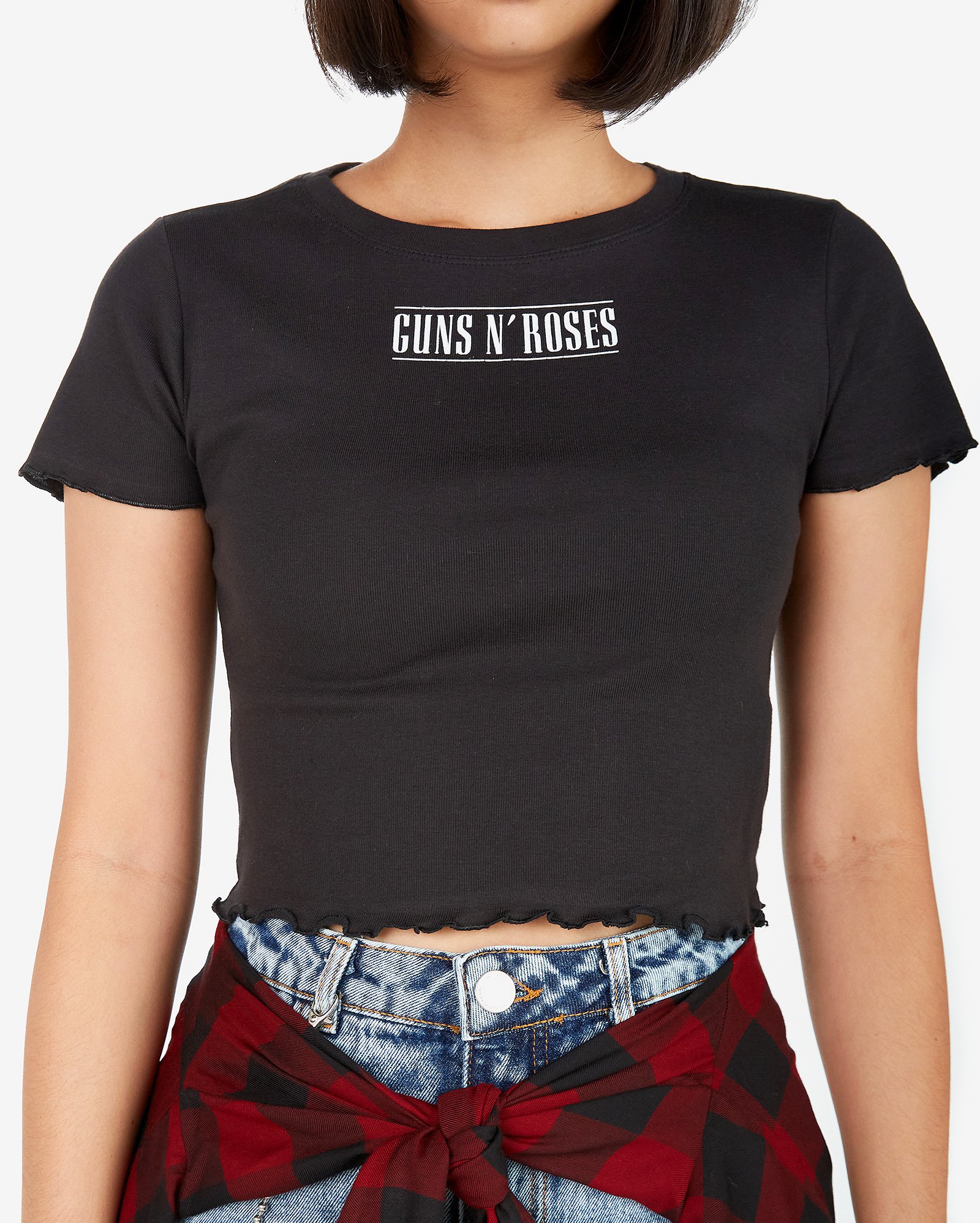 Riachuelo | Camiseta Cropped Feminina Manga Curta Guns N' Roses Preto