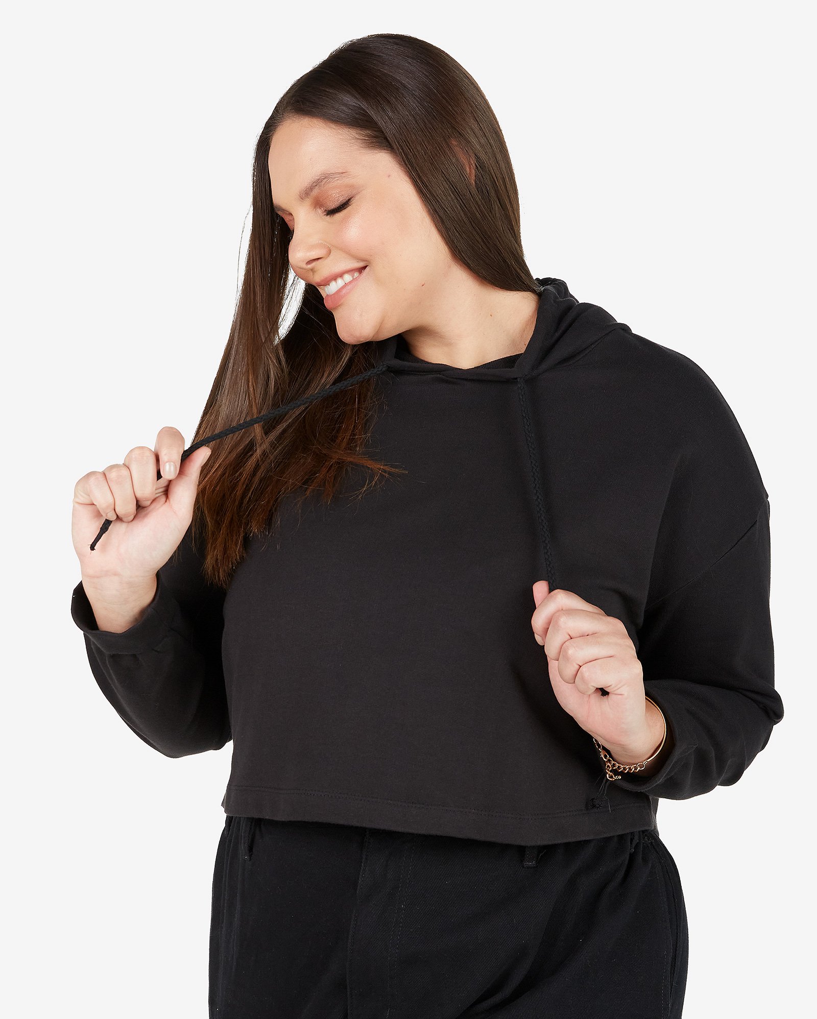 cropped plus size moletom com capuz