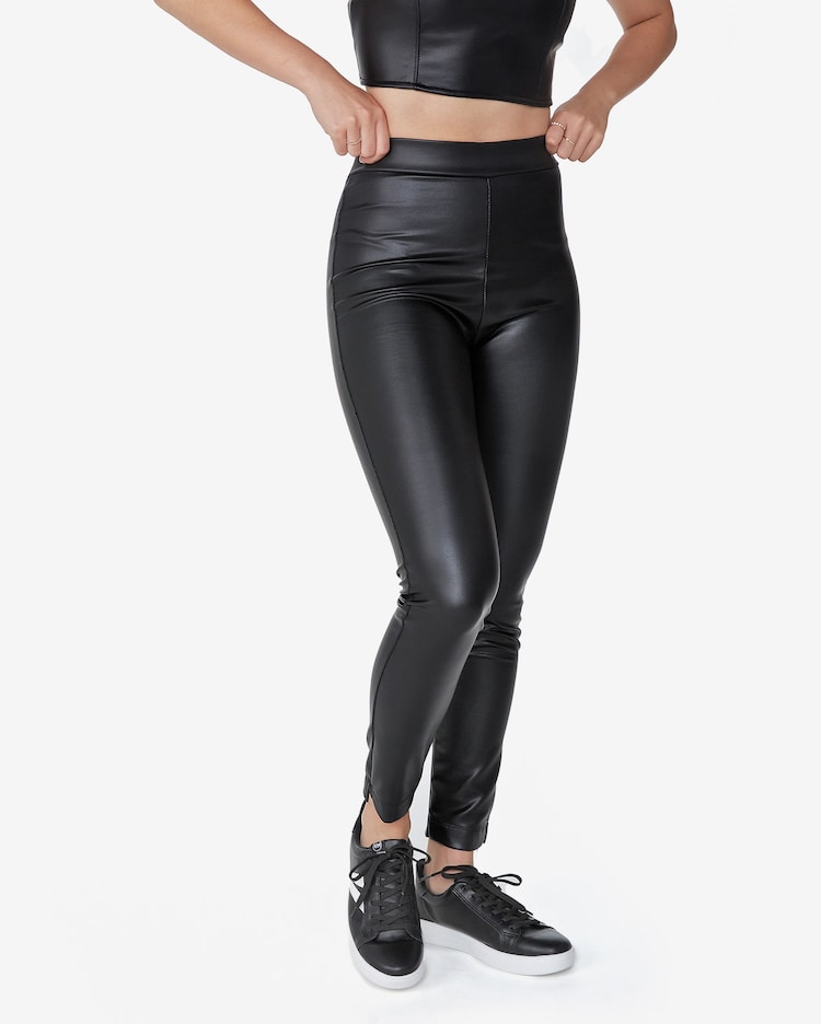 Riachuelo Calça Legging Juvenil Poliuretano Zíper Lateral Preto