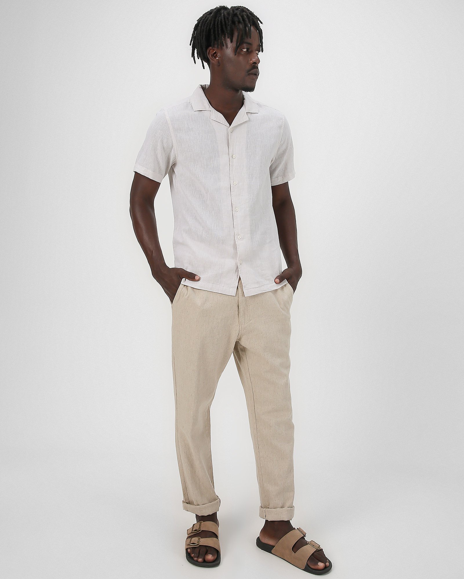 Riachuelo Calça masculina chino de linho bege Original by