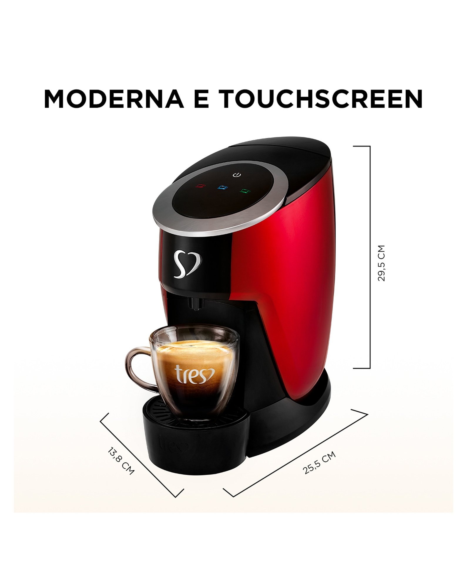 Máquina de café espresso Touch vermelha | 3 Corações